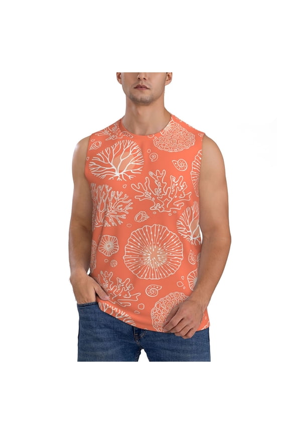 Beautiful Corals Print Men's Tank Top: Sleek Sleeveless Tee for Casual Sports and Beach Occasions-Small