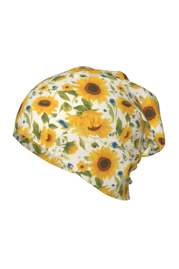 Beautiful Countryside Sunflower Print Beanie Hat Toddler Girls Boys, Baby Hats Winter Warm Knitted Thermal, Kids Winter Caps