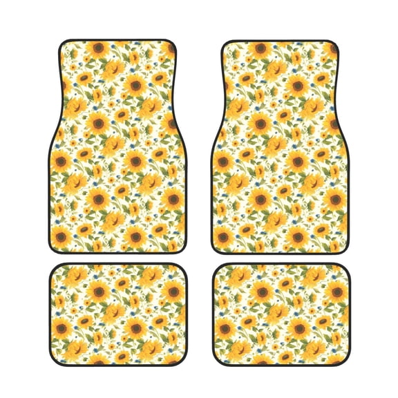 Xecao Beautiful Countryside Sunflower Print Car Foot Mat Set of 4 Pieces Neoprene All-Weather Dust-Proof Stain-resistantCar Interior Decorative mats Non-Slip Mats