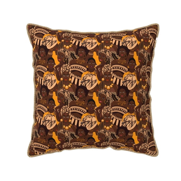 Xecao Beautiful Ethnic African Women Print Soft Velvet Decorative Throw Pillow Covers, Square Cushion Cases for Bed, Sofa, Living Room, Car, and Indoor Outdoor Use-16"x16"