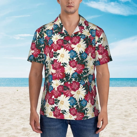 Xecao Beautiful Flower print Hawaiian shirt - a stylish short-sleeve button-down for men, perfect for casual beach and tropical outings.