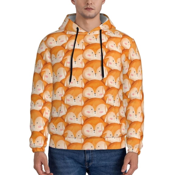 Xecao Beautiful Fox A Pattern Men's Adult Pullover Hoodie,Hooded Sweatshirt-XX-Large