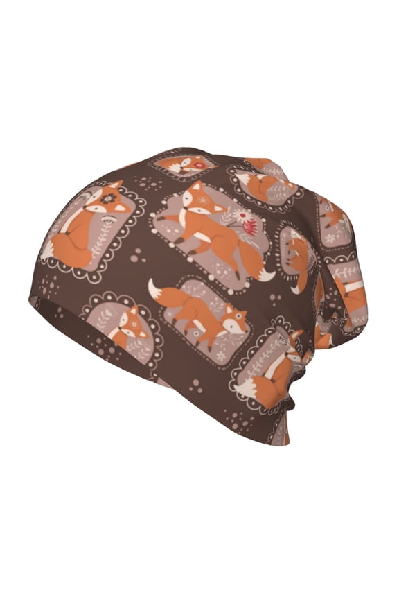 Beautiful Fox Print Beanie Hat Toddler Girls Boys, Baby Hats Winter Warm Knitted Thermal, Kids Winter Caps