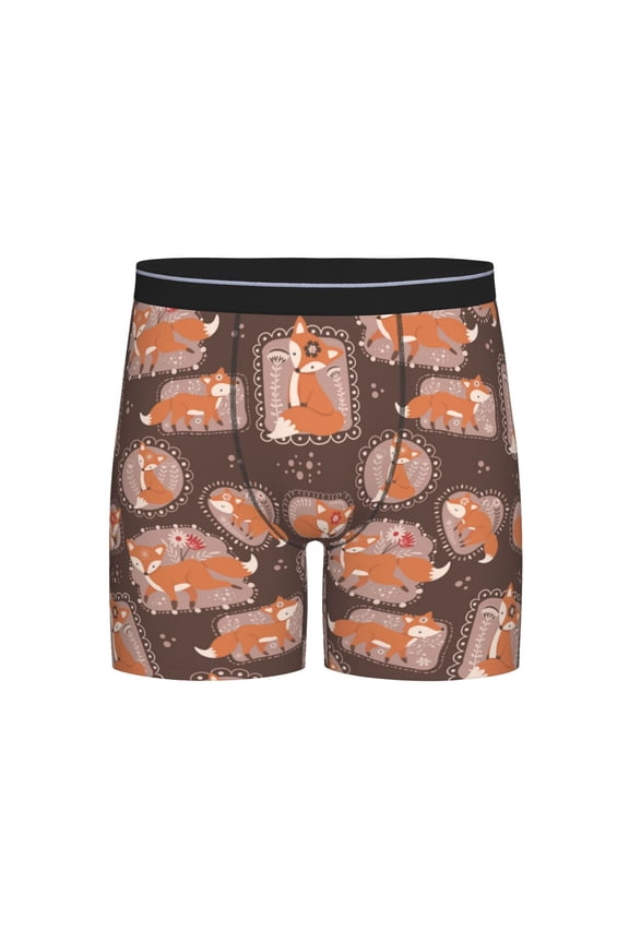 Beautiful Fox Print Boxer Briefs for Men's Stretch Moisture-Wicking Underwear, Mid-Rise Classics breathable fabric