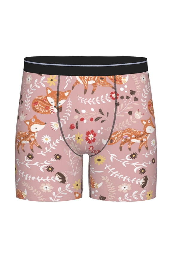 Beautiful Fox Print Boxer Briefs for Men's Stretch Moisture-Wicking Underwear, Mid-Rise Classics breathable fabric
