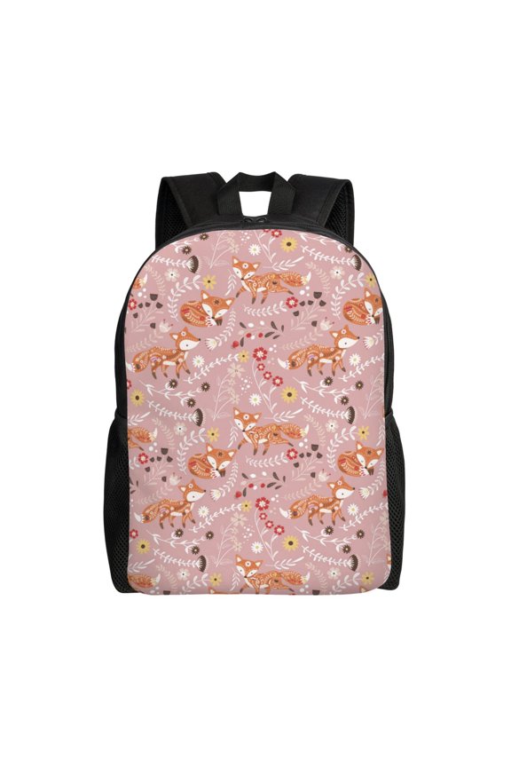 Beautiful Fox Print School Backpack with Laptop Compartment Small Travel Laptop Backpack for Women Men Waterproof College Backpack Simple School Bag