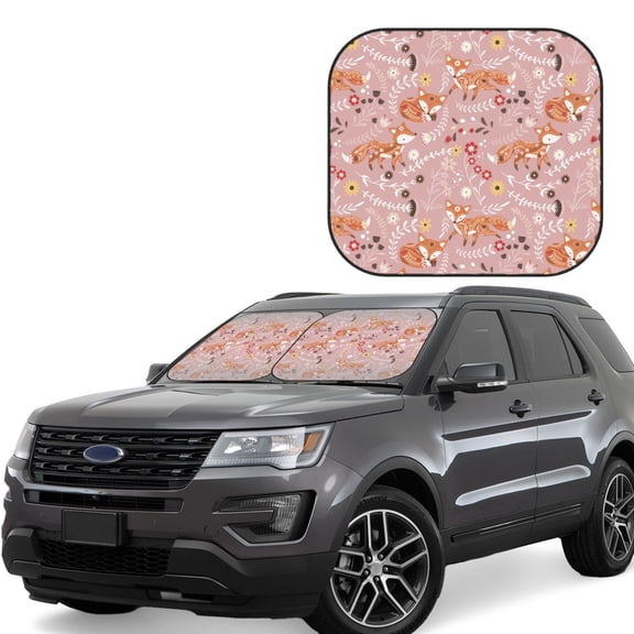 Xecao Beautiful Fox for Foldable Car Sun Shades (2-Pack) offer sun protection with an easy-fold design for convenient windshield shading.