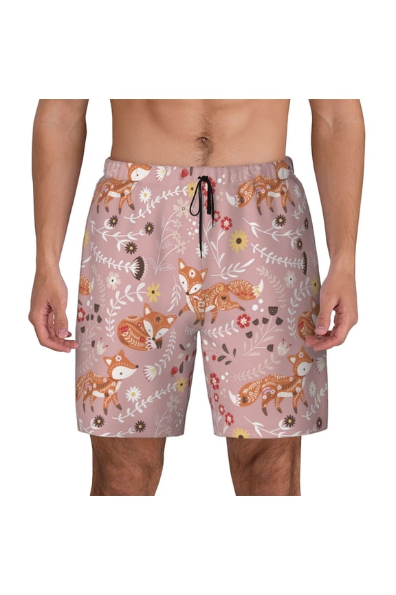 Beautiful Fox for Men's Swimming Trunks Swim Trunks Quick Dry Swim Shorts with Mesh Lining Funny Swimwear Bathing Suits