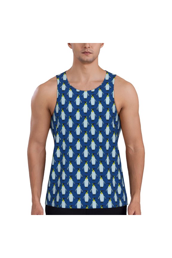 Beautiful King Penguin Pattern Men's Tank Top Workout Quick Dry Sleeveless Gym Jogging Muscle Shirts Summer Swim Beach Tops
