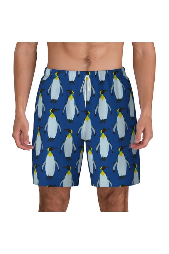 Beautiful King Penguin Pattern for Men's Swimming Trunks Swim Trunks Quick Dry Swim Shorts with Mesh Lining Funny Swimwear Bathing Suits