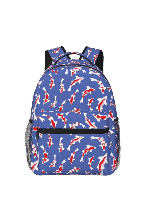 Beautiful Koi Fish Backpack, a stylish and functional choice for both men and women, is the perfect basic bookbag for college, work, or travel