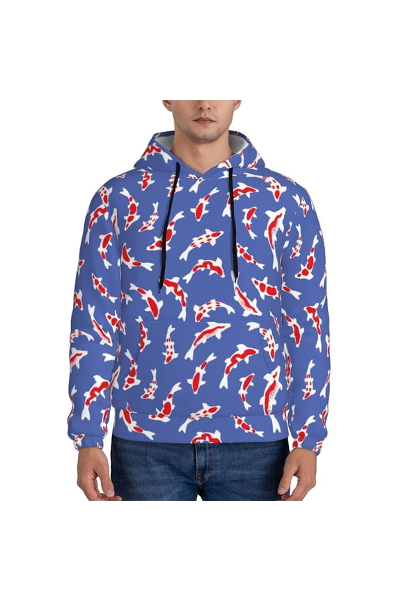 Beautiful Koi Fish Pattern Men's Adult Pullover Hoodie,Hooded Sweatshirt-Medium