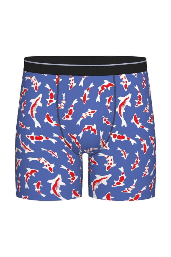 Beautiful Koi Fish Print Boxer Briefs for Men's Stretch Moisture-Wicking Underwear, Mid-Rise Classics breathable fabric