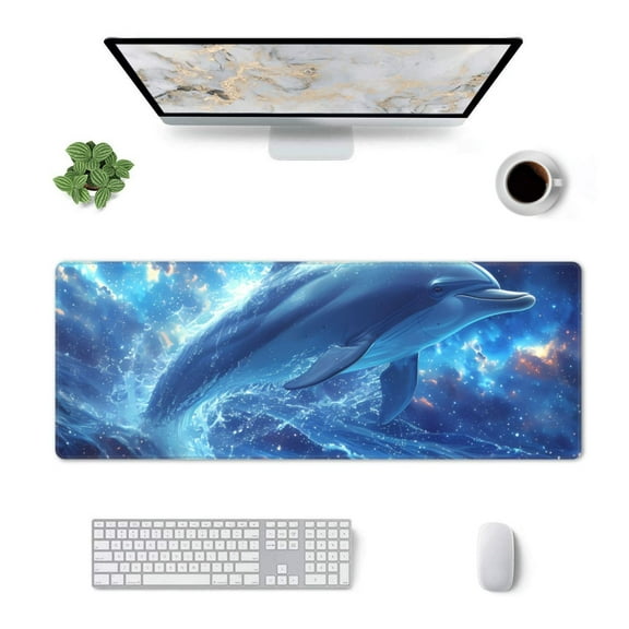 Xecao Beautiful Ocean Dolphin for Mouse Pad - Waterproof Extended Contour Mouse Mat, Large Gaming Mousepad Laptop Keyboard Mat with Non-Slip Rubber Base