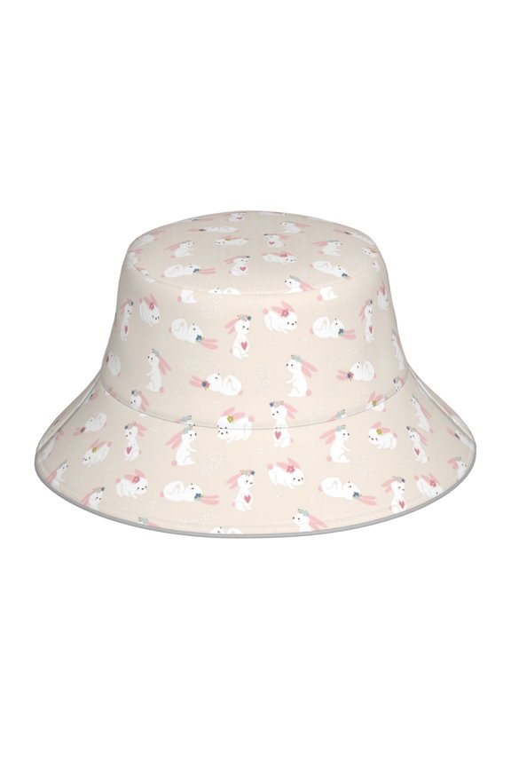 Beautiful Rabbit Print Men and Women Night Reflective Hat Runner Cap Visor Bucket Hat Boonie Cap