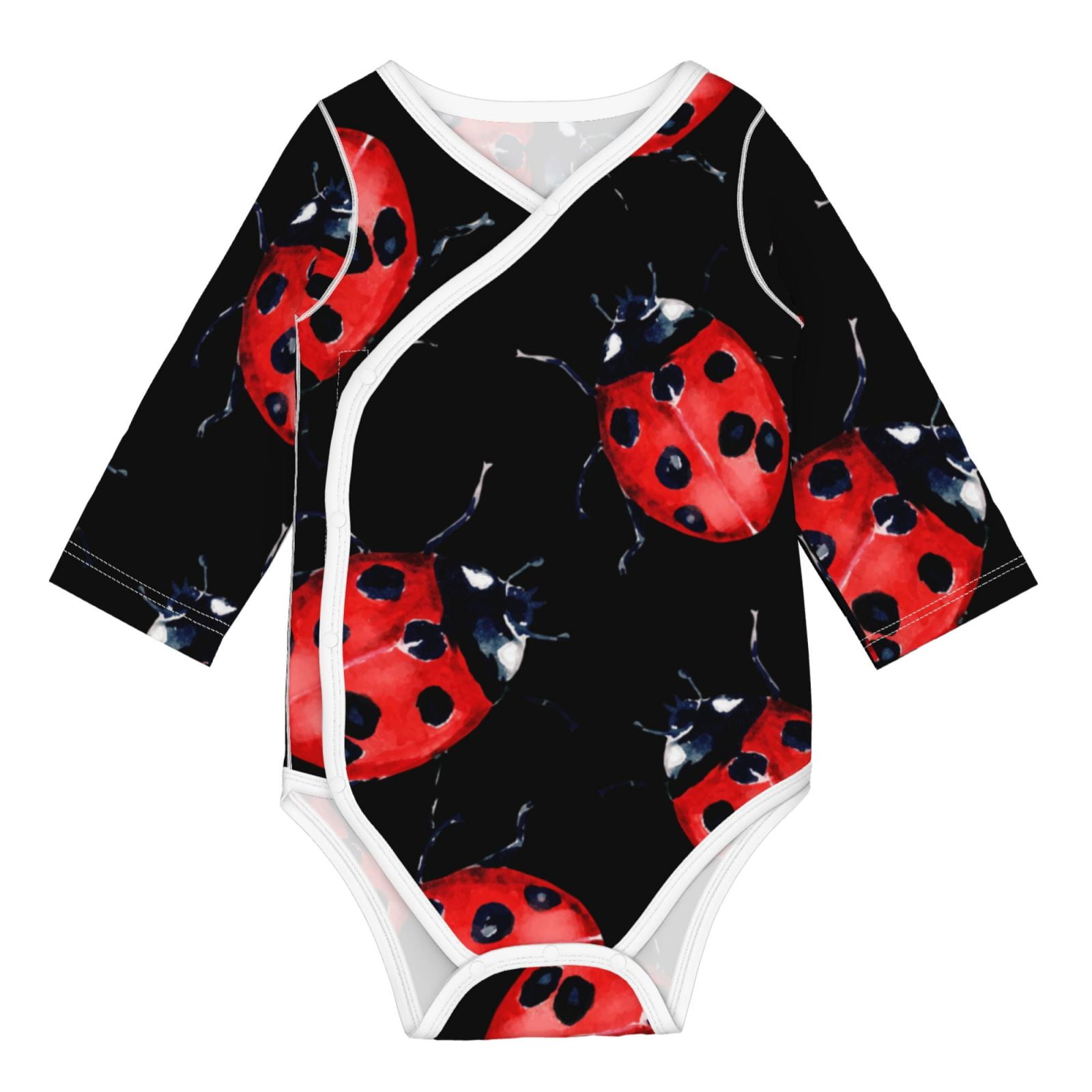 Xecao Beautiful Red Ladybug Print Baby unisex-baby Cotton Long-sleeve Bodysuits-18 Months