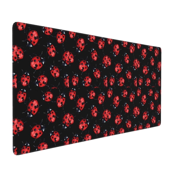 Xecao Beautiful Red Ladybug Print Large Mouse Pad, 16x35.5in Mousepad, Professional Non-Slip Rubber Base Big Mouse Pad, Mouse Pad for Gaming & Office Full Desk Mouse Pad