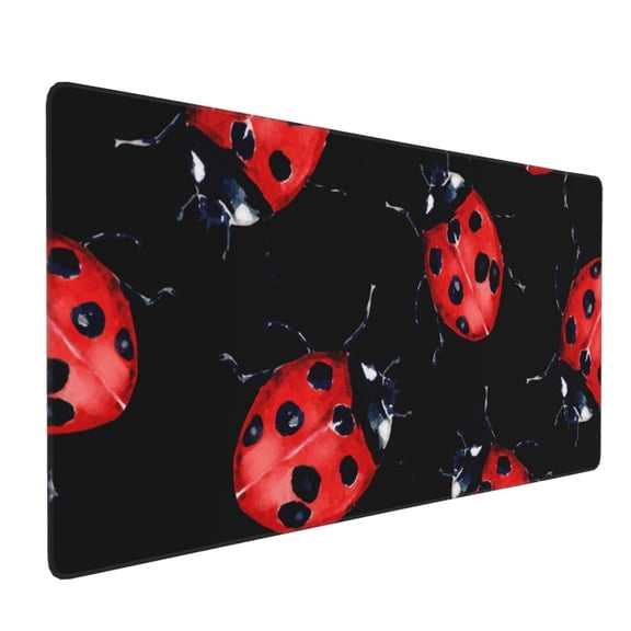 Xecao Beautiful Red Ladybug Print Large Mouse Pad, 16x35.5in Mousepad, Professional Non-Slip Rubber Base Big Mouse Pad, Mouse Pad for Gaming & Office Full Desk Mouse Pad