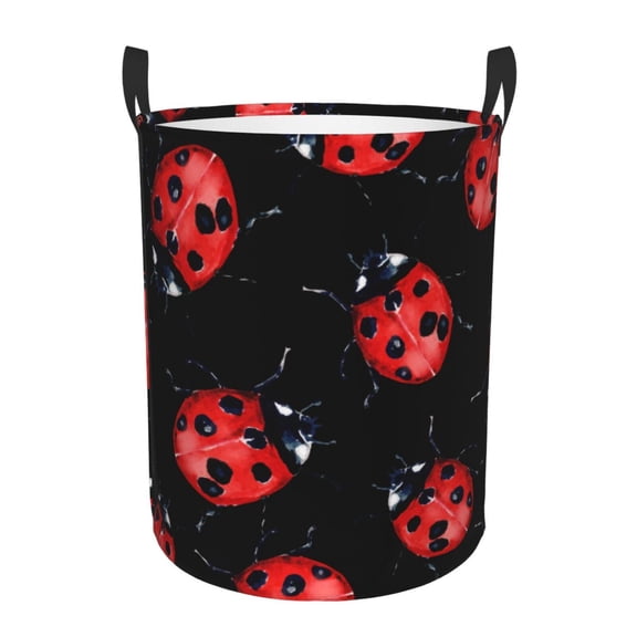 Xecao Beautiful Red Ladybug Print Laundry Hamper Basket,designed for Blanket Storage and Nursery Clothes in the Bedroom
