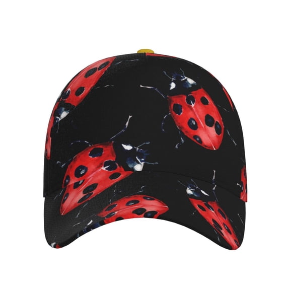 Xecao Beautiful Red Ladybug for Baseball Cap: Unisex, crafted from classic polyester twill fabric, featuring a soft unconstructed design
