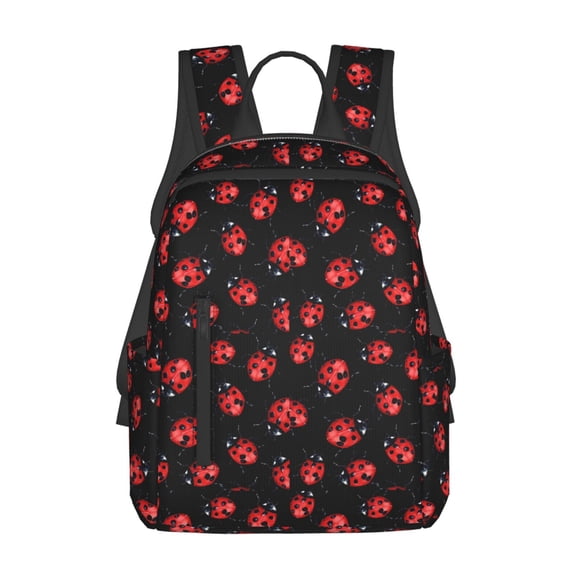 Xecao Beautiful Red Ladybug print Backpack For women men Aesthetic Lightweight Travel Daypack Simple Cute Backpack For Bookbag