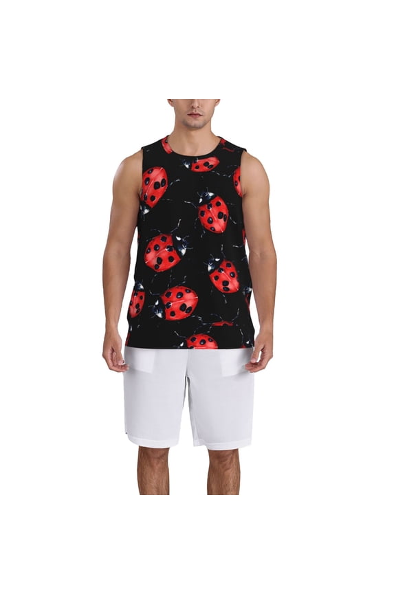 Beautiful Red Ladybug print basketball shirt for both men and women, a unisex basketball jersey perfect for theme parties-3X-Large