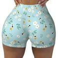 thumbnail image 1 of Xecao Bee Flower Print Workout Shorts for Women Soft Smooth Gym Yoga Scrunch Active Tennis Workout Running Shorts, 1 of 9
