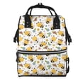 thumbnail image 1 of Xecao Bee and Flowers print Large Capacity Nappy Bag is a multi-functional waterproof travel backpack, perfect as a nursing bag or mummy backpack for women, 1 of 6