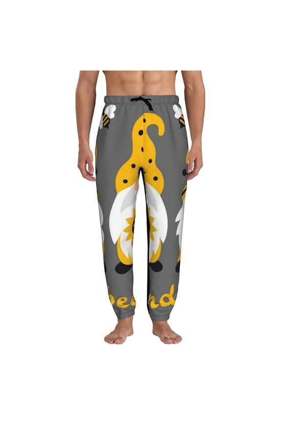 Bee Kind Print Active Tech Joggers for Men, Mens Sweatpants Lounge Pants with Pockets-Medium