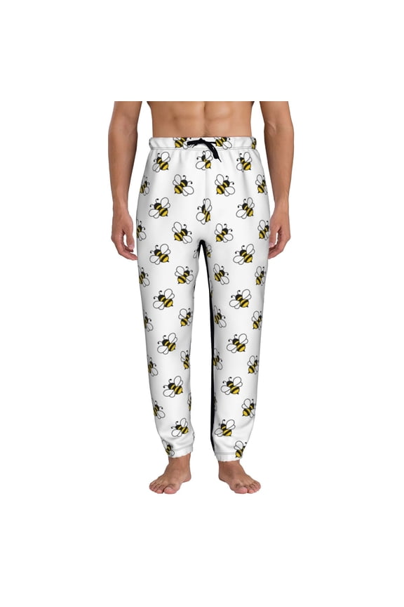 Bee Print Active Tech Joggers for Men, Mens Sweatpants Lounge Pants with Pockets-3X-Large