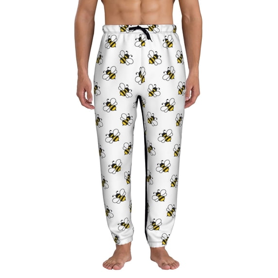 Xecao Bee Print Active Tech Joggers for Men, Mens Sweatpants Lounge Pants with Pockets-3X-Large