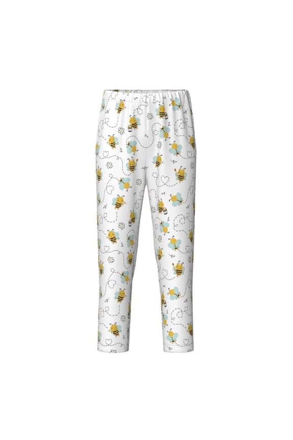 Bee Print Teenagers' Pajama Pants Long Sleep Pants Soft Elastic Waist Pajama Bottoms Elastic waist with 2 Pockets 5-16 Years-XS(5-6)