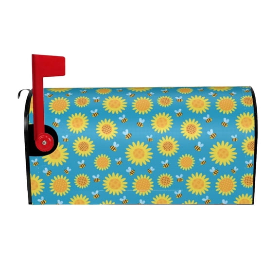 Xecao Bee Sunflower for Mailbox Cover with Magnetic Strips, Waterproof and Sunscreen, Adds a Decorative Touch to Your Garden Yard.