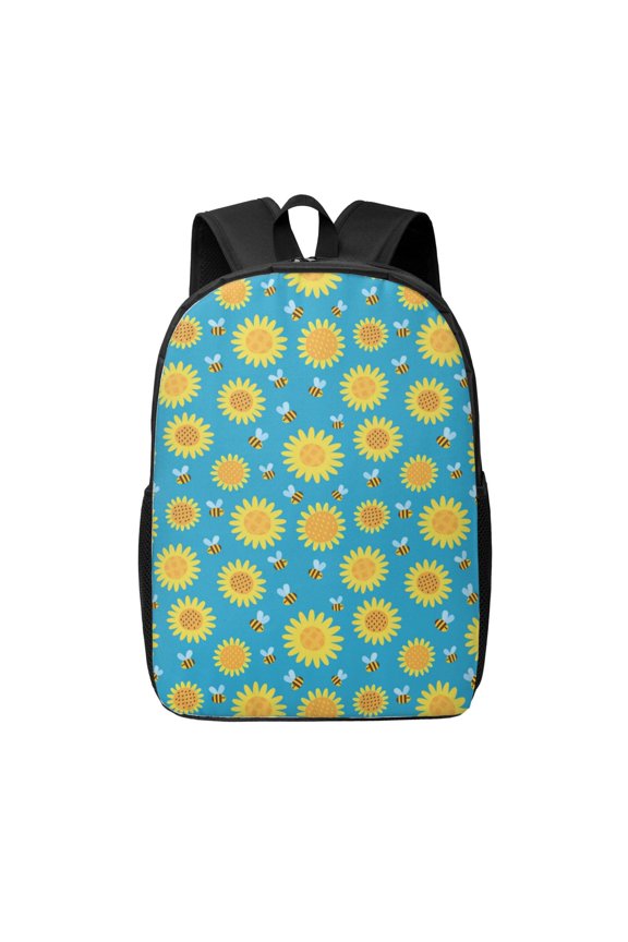 Bee Sunflower print Travel Backpack, Large Computer Backpack for Men Women, College School Rucksack Book Bag