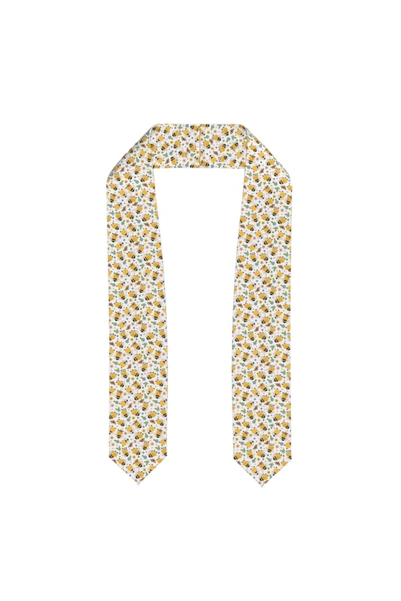 Bee and Flowers Print Graduation Shawl Stole Honor Stole Adult 72" Academic Commencements