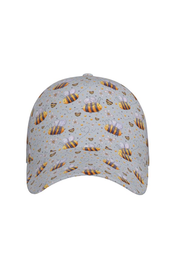 Bee for Baseball Cap: Unisex, crafted from classic polyester twill fabric, featuring a soft unconstructed design