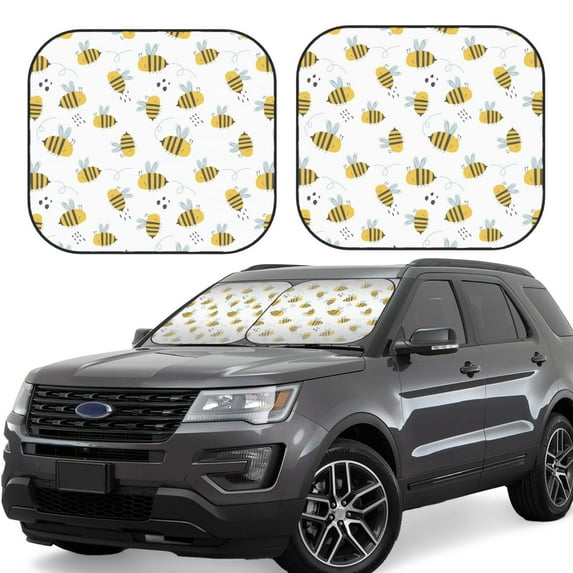 Xecao Bee for Foldable Car Sun Shades (2-Pack) offer sun protection with an easy-fold design for convenient windshield shading.