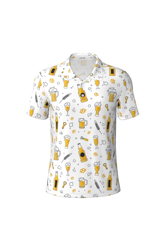 Bee for Mens' Casual Short Sleeve Button-Down Polo Shirts for a Classic Golf Look