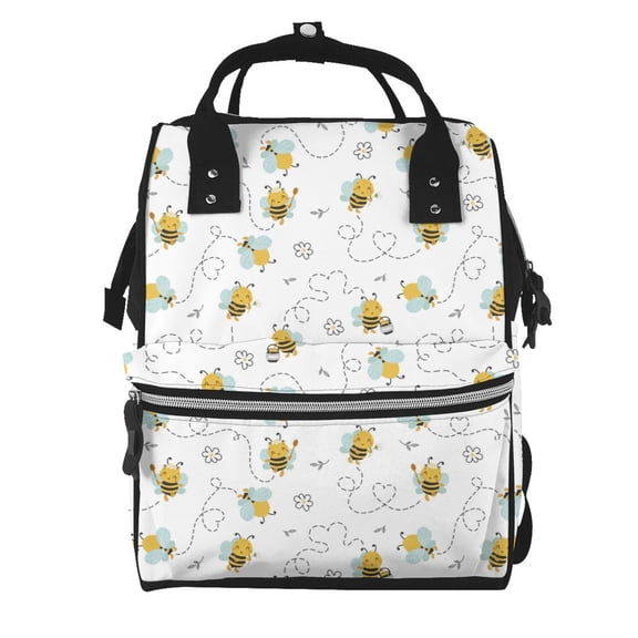 Xecao Bee print Large Capacity Nappy Bag is a multi-functional waterproof travel backpack, perfect as a nursing bag or mummy backpack for women