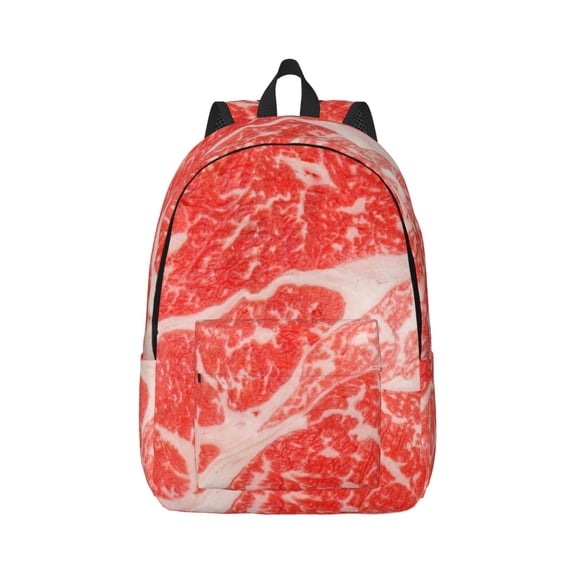 Xecao Beef Steaks for Canvas College Laptop Backpack, Durable Rucksack Travel Notebook Bag School Backpack Book Bag for Men Women