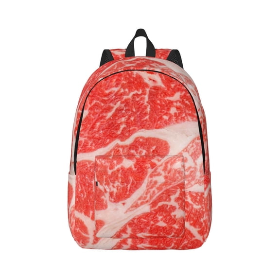 Xecao Beef Steaks for Canvas College Laptop Backpack, Durable Rucksack Travel Notebook Bag School Backpack Book Bag for Men Women