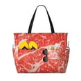 thumbnail image 1 of Xecao Beef Steaks for versatile beach bag for women includes zipper pockets and waterproof material, ideal for vacations and adventures., 1 of 7