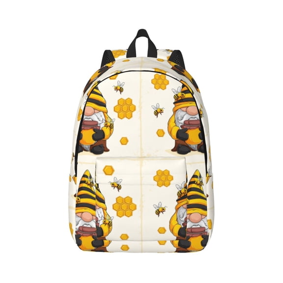 Xecao Beekeeper Gnome Holding A Glass for Canvas College Laptop Backpack, Durable Rucksack Travel Notebook Bag School Backpack Book Bag for Men Women