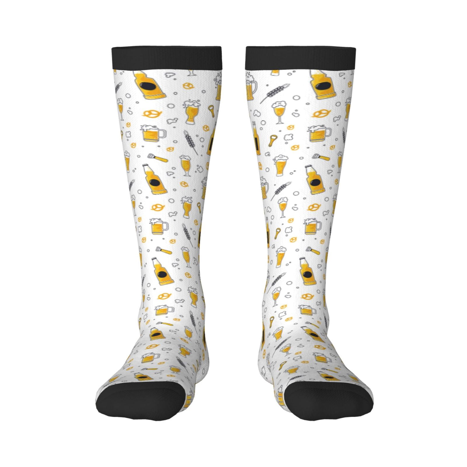 Xecao Beer print thigh-high socks, crafted for both men and women with ...
