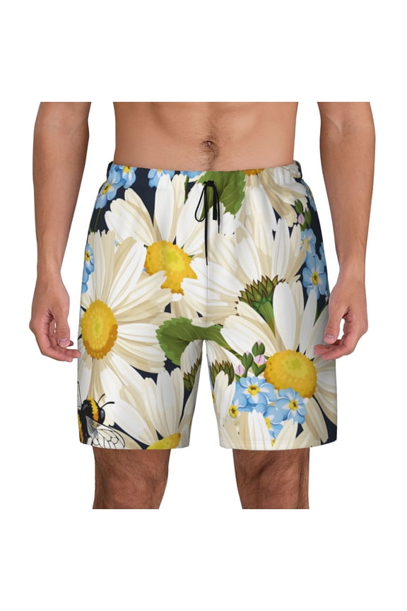 Bees Collecting Nectar for Men's Swimming Trunks Swim Trunks Quick Dry Swim Shorts with Mesh Lining Funny Swimwear Bathing Suits