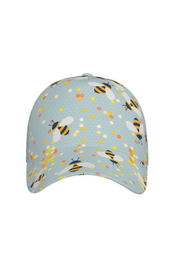 Bees for Baseball Cap: Unisex, crafted from classic polyester twill fabric, featuring a soft unconstructed design