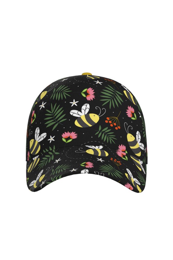 Bees for Baseball Cap: Unisex, crafted from classic polyester twill fabric, featuring a soft unconstructed design