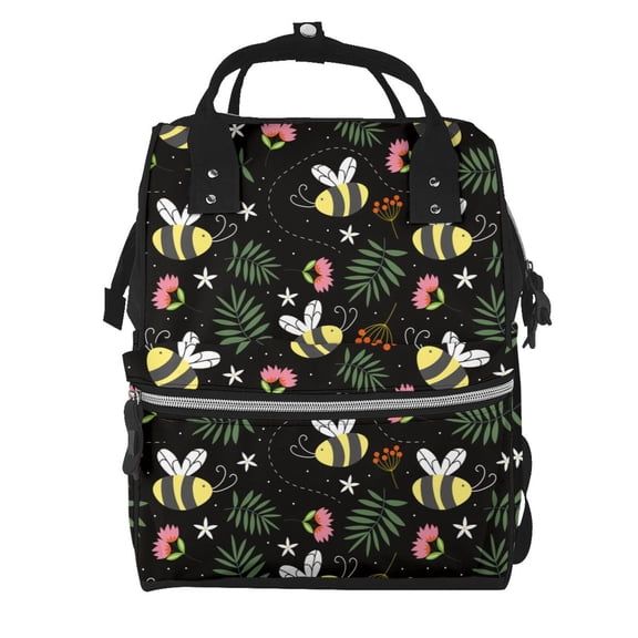 Xecao Bees print Large Capacity Nappy Bag is a multi-functional waterproof travel backpack, perfect as a nursing bag or mummy backpack for women