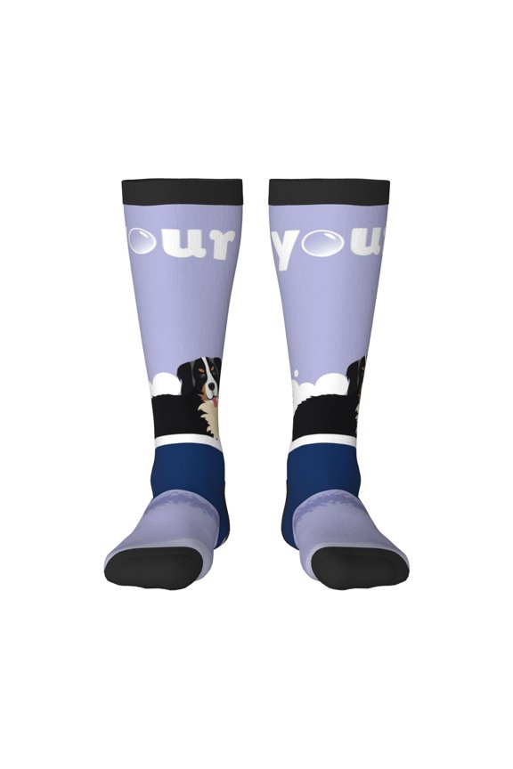Bernese Mountain Dog Sitting Bath Tub Print Compression Socks for Both Men And Women for Running, Travel, Flight, Nurse