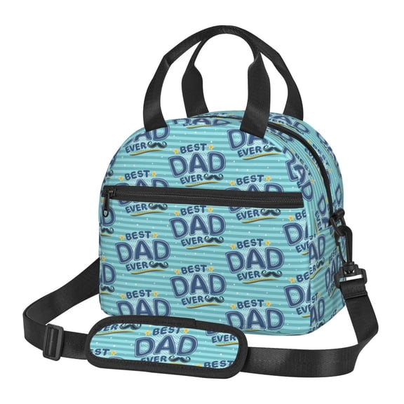 Xecao Best Dad Ever Print Insulated Lunch Box, Lunch Cags Lunch Bag Featuring An Adjustable Shoulder Strap